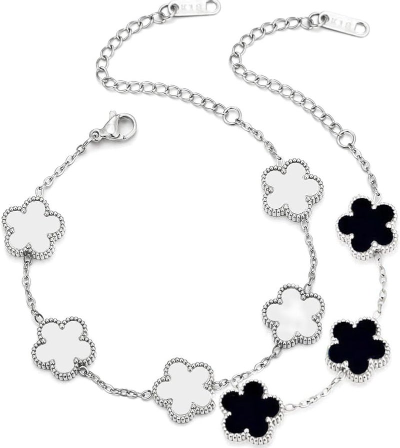 FLY FEI 18K Gold-Plated Four Leaf Clover Bracelet for Women,Adjustable lucky Bracelet Set Jewelry Gift-Hypoallergenic Charm for Birthdays, Wellness & Daily Wear - Image 1